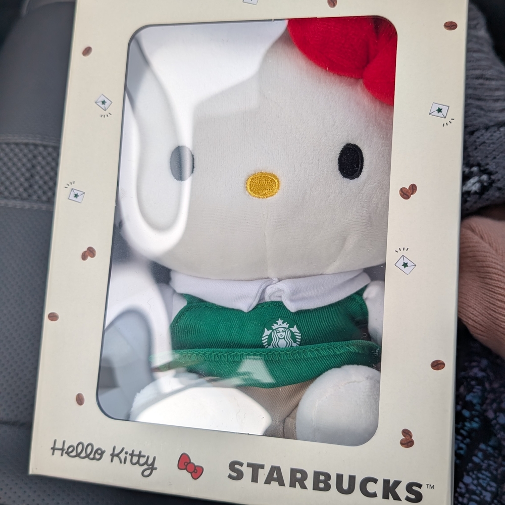 Starbucks Hello Kitty Plush with Red Bow and Green Apron